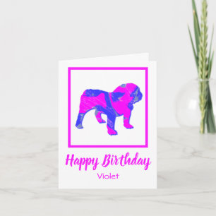 English Bulldog Pink Dog Funny Birthday Card Karte
