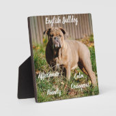 English Bulldog Plaque mit Easel Fotoplatte (Vorderseite)