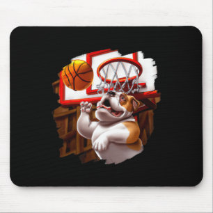 English Bulldog Playing Bysketbyll Fun Dog Bysketb Mousepad