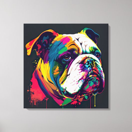 English Bulldog Pop Art Canvas Print Leinwanddruck (Vorderseite)