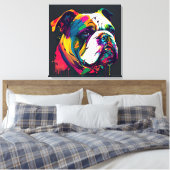 English Bulldog Pop Art Canvas Print Leinwanddruck (Insitu (Schlafzimmer))