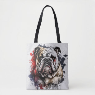 English Bulldog Portrait Animal Painting Pet Dog Tasche