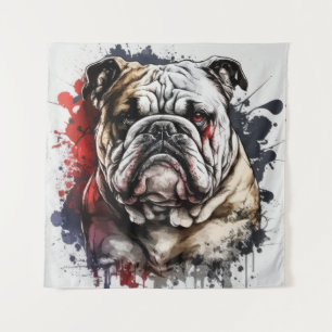 English Bulldog Portrait Animal Painting Pet Dog Wandteppich