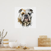 English Bulldog Portrait Animal Painting Wildlife Poster (Küche)
