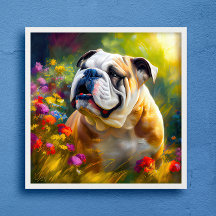 English Bulldog Portrait Impressionist Style