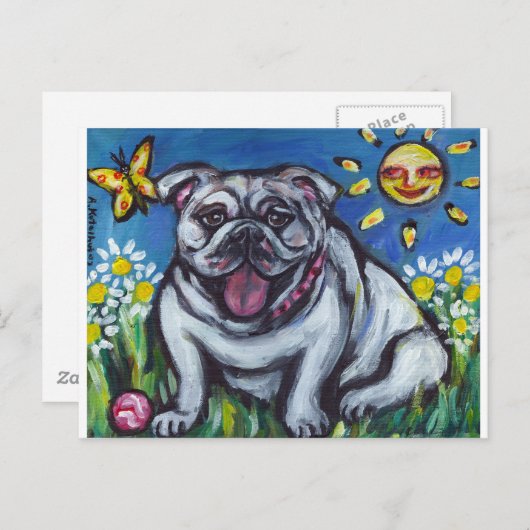 English Bulldog Postkarte (Vorne/Hinten)