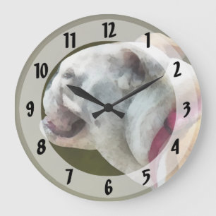 English Bulldog Profile Große Wanduhr