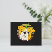 English Bulldog Pumpkin Halloween Erntedank Postkarte (Stehend Vorderseite)