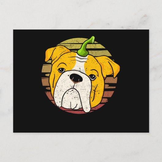 English Bulldog Pumpkin Halloween Erntedank Postkarte (Vorderseite)