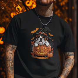 English Bulldog Pumpkin Halloween Thanksgiving T-Shirt