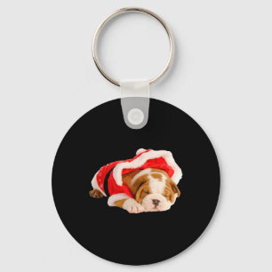 English Bulldog Puppy Santa Costume Spaß Weihnacht Schlüsselanhänger