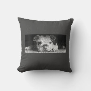 English Bulldog Puppy Social Distance geht weg Kissen