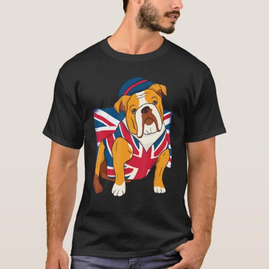 English Bulldog Queen Ii Mens Elizabeth British Fl T-Shirt (Vorderseite)
