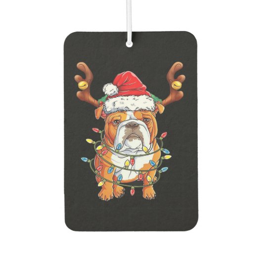 English Bulldog Reindeer Funny Christmas Essential Autolufterfrischer (Vorderseite)