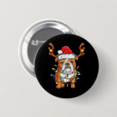 English Bulldog Reindeer Funny Christmas Essential Button (Vorne & Hinten)