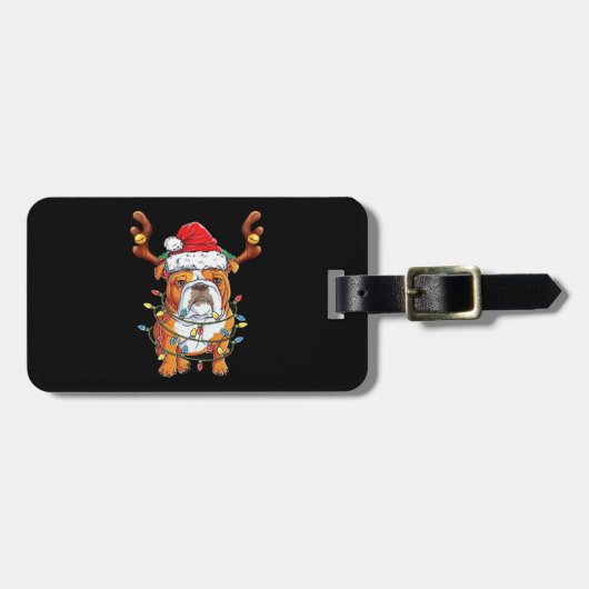 English Bulldog Reindeer Funny Christmas Essential Gepäckanhänger (Vorderseite horizontal)