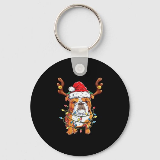 English Bulldog Reindeer Funny Christmas Essential Schlüsselanhänger (Vorderseite)