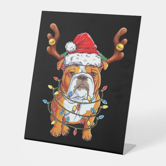 English Bulldog Reindeer Funny Christmas Essential Sockelschild (Vorderseite)