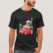 English Bulldog Ride Red Truck Weihnachten Dog Paj T-Shirt (Vorderseite)
