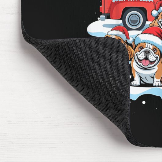 English Bulldog Riding Red Truck Ugly Sweater Chri Mousepad (Ecke)