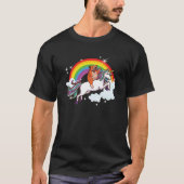 English Bulldog Riding Unicorn Rainbow Gift Swea T-Shirt (Vorderseite)