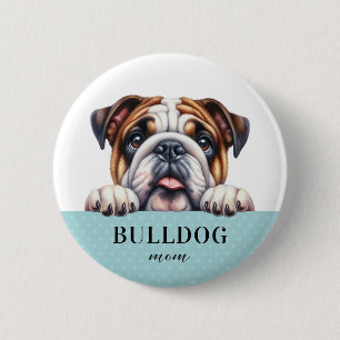 English Bulldog Round Button Button