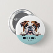 English Bulldog Round Button Button (Vorne & Hinten)