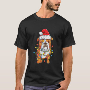 English Bulldog Santa Christmas Tree Lights Xmas G T-Shirt