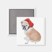 English Bulldog Santa Magnet (Vorderseite/Rückseite)