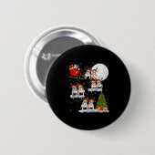 English Bulldog Santa Sleigh Flying Funny Magical Button (Vorne & Hinten)