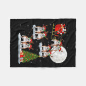 English Bulldog Santa Sleigh Flying Funny Magical Fleecedecke (Vorderseite (Horizontal))
