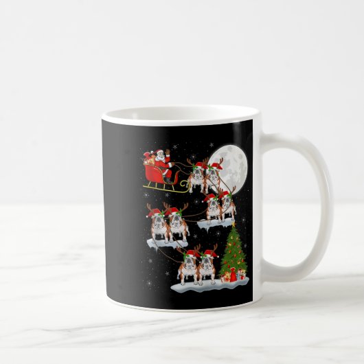 English Bulldog Santa Sleigh Flying Funny Magical Kaffeetasse (Rechts)