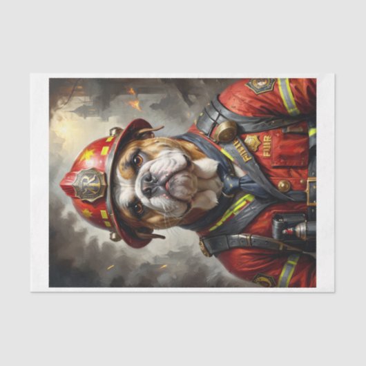 English Bulldog-Schauspiel als Firefighter - Seidenpapier (Vorderseite)