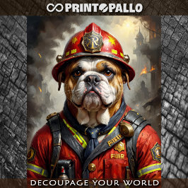 English Bulldog-Schauspiel als Firefighter - Seidenpapier