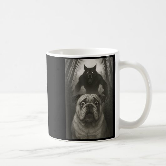 English Bulldog Selfie With Werewolf Funny Kaffeetasse (Rechts)