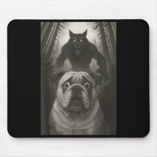 English Bulldog Selfie With Werewolf Funny Mousepad (Vorne)
