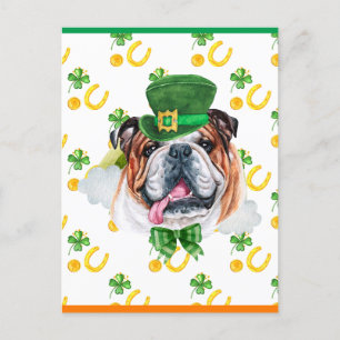 English Bulldog Shamrock St. Patricks Tag Feiertagspostkarte