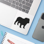 English Bulldog Silhouette Cool Dog Vinyl Sticker (Laptop mit iPhone)