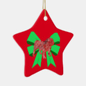English Bulldog Silhouette Dog Green Bow Weihnacht Keramik Ornament (Rechts)