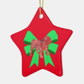 English Bulldog Silhouette Dog Green Bow Weihnacht Keramik Ornament (Links)