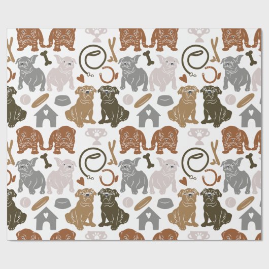 English Bulldog Silhouette Geschenkpapier (Flach)