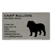English Bulldog Silhouette Imitate Wood Grain Magnetische Visitenkarte (Vorderseite)