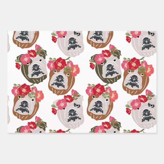 English Bulldog Silhouette in drei Farben Geschenkpapier Set (Vorderseite 3)