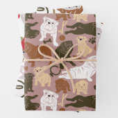English Bulldog Silhouette in drei Farben Geschenkpapier Set (Beispiel)