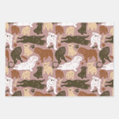 English Bulldog Silhouette in drei Farben Geschenkpapier Set (Vorderseite)