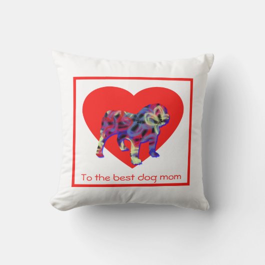English Bulldog Silhouette Red Heart Mother Day Kissen (Vorderseite)
