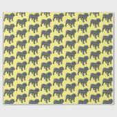 English Bulldog Silhouette Y&B Grid Yellow Geschenkpapier (Flach)