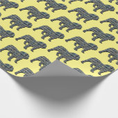 English Bulldog Silhouette Y&B Grid Yellow Geschenkpapier (Ecke)