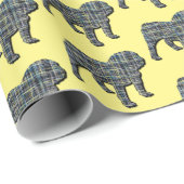 English Bulldog Silhouette Y&B Grid Yellow Geschenkpapier (Rolleneckpunkt)