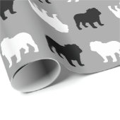 English Bulldog Silhouetten Muster Jedem Anlass Geschenkpapier (Rolleneckpunkt)